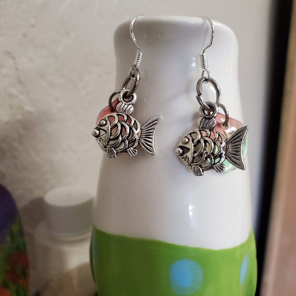 Fish charm earrings